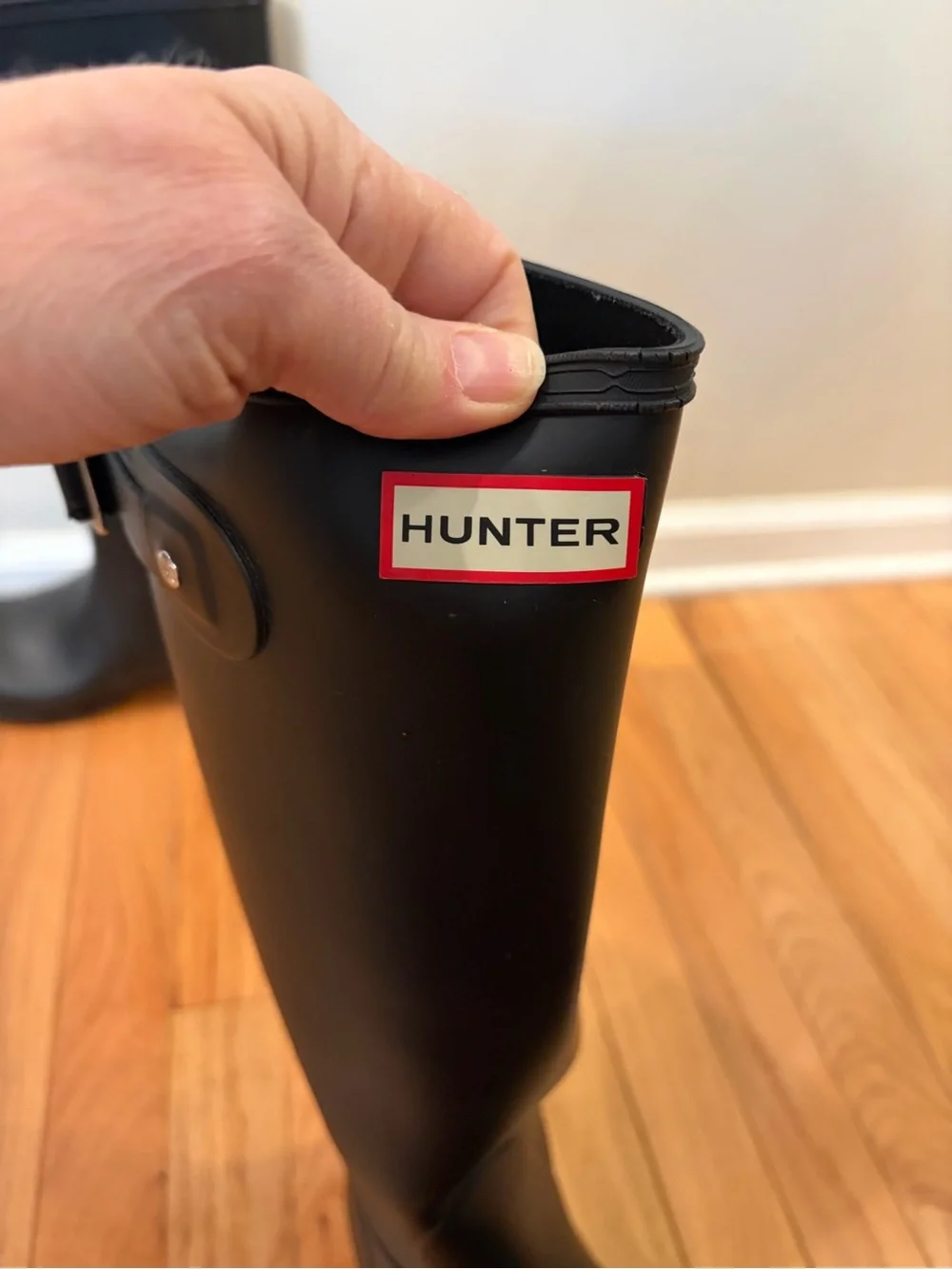 Hunter Original Tall Women’s Rain Boots Matte Black Signature Logo Adjustable